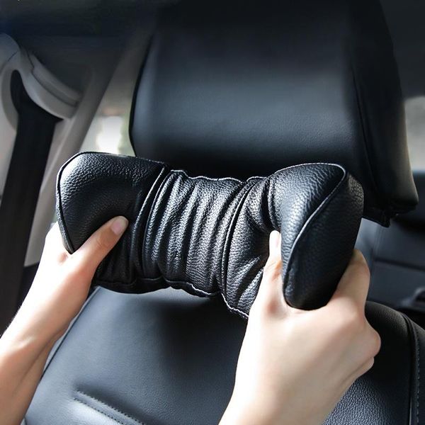 

seat cushions pu leather car neck pillow spring cushioning adjustable auto memory foam headrest rest pillows