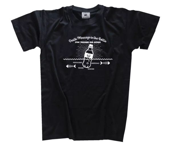 

death message in the bottle- plastikmÃ¼ll environnement nature t-shirt s-3xl, White;black