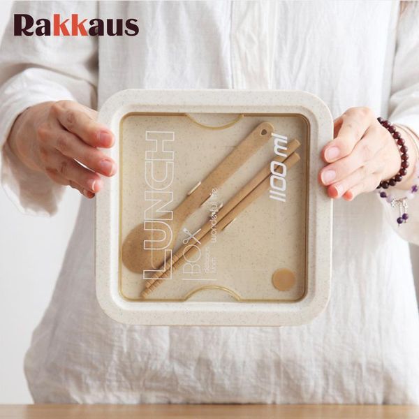

dinnerware sets wheat straw lunch box japanese style container sealing tape spoon chopsticks microwave-style bento