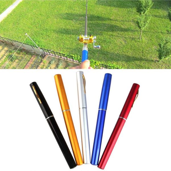 

boat fishing rods portable pocket mini pole pen shape folded rod with reel wheel fish
