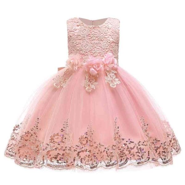 Hot group abbigliamento per bambini bambina di alta qualità pizzo matrimonio principessa bambini Natale dolce abito moda 210331