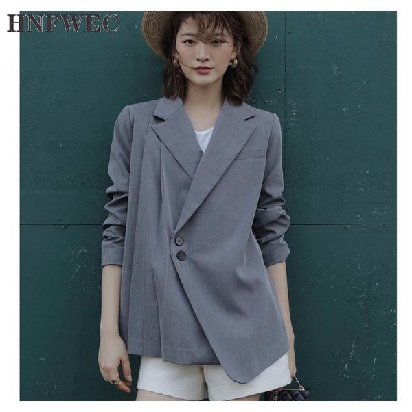 

women's jackets women suit 2021 spring solid color cotton ladies irregular long sleeve temperament clothing t812, Black;brown
