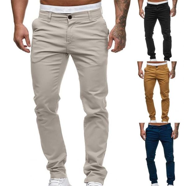 

men's pants solid color young slim fit pleated zipper male trousers for daily wear, Black