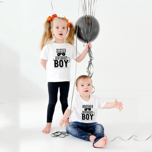

brother sister of the birthday boy kids boys girls family matching tee shirts children, Blue