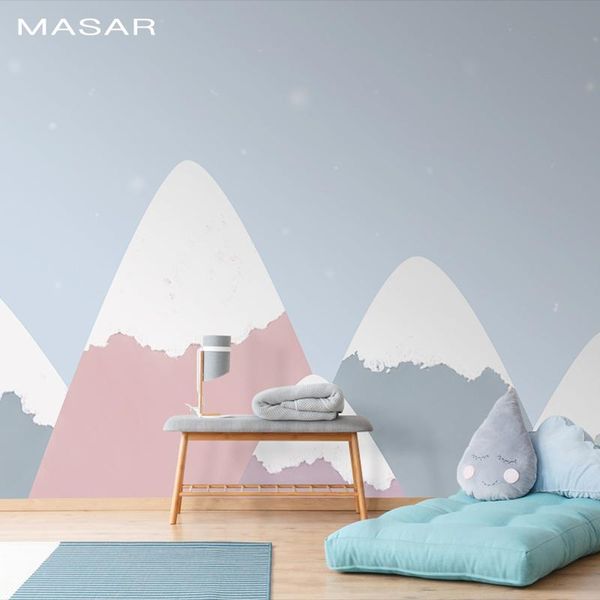 

wallpapers masar original molandi color mural kindergarten children's room background wall paper cute cartoon snow mountain