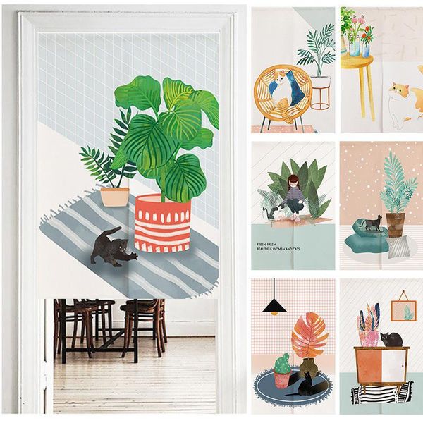 

curtain & drapes japanese noren hanging door curtains cartoon cute cat for kitchen bedroom restauran entrance decor doorway partition