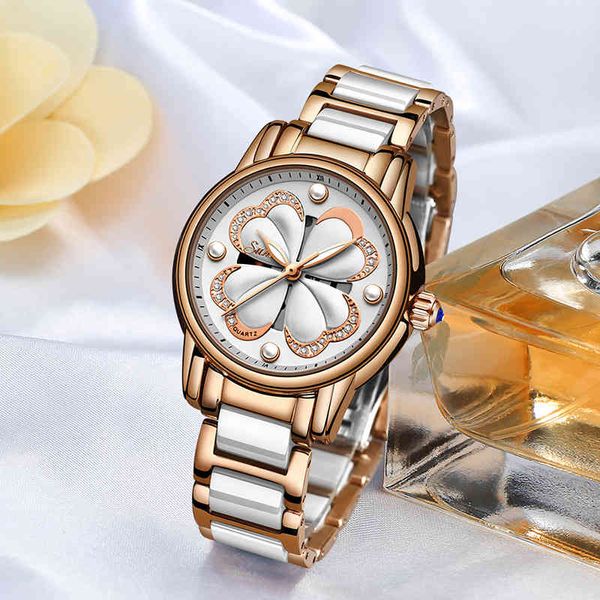 

switzerland sunkta ceramic quartz watch women casual luxury brand wristwatches gift bracelet relogio feminino montre relogio 210517, Slivery;brown