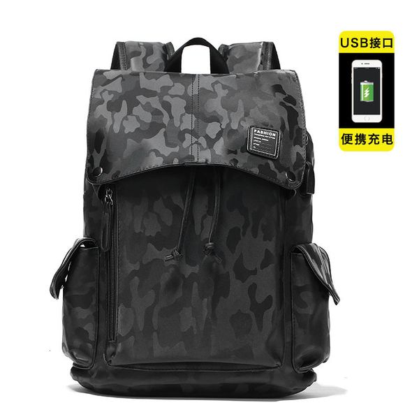 

bag handbag korean fashion backpack computer men's camouflage schoolbag, Black;red