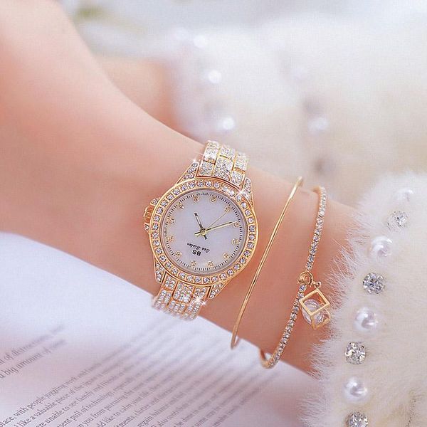 

wristwatches relogios 2021 women watches diamond brand elegant dress quartz ladies rhinestone wristwatch montre femme, Slivery;brown