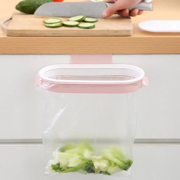 

portable plastic garbage hanging bag kitchen trash storage rack hook scouring pad dry shelf holder organzier tool & organization