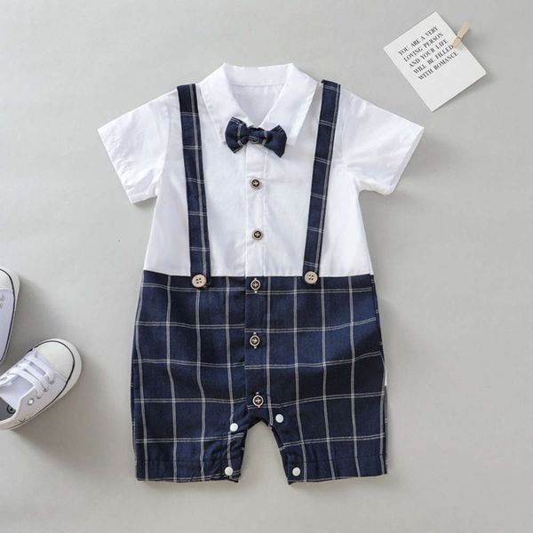 

summer baby bodysuit, handsome little gentleman climbing suit, boys' full moon 100 day tuxedo, White