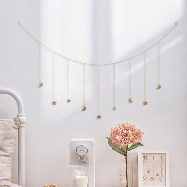 

decorative objects & figurines 1pc wooden moon star ornaments for hanging picture display diy home living room bedroom wall decoration