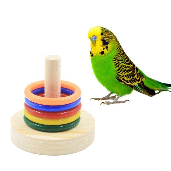 

other bird supplies toys parrot wooden platform plastic rings intelligence training chew puzzle toy