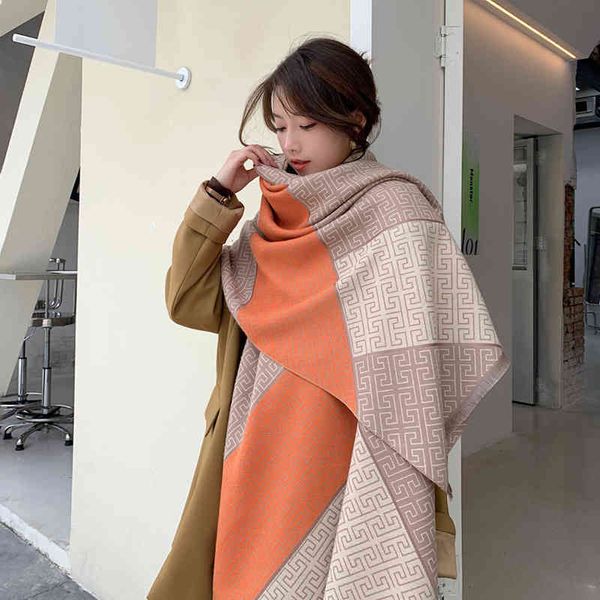 

70% off design korean spring and autumn geometric printing women's fashion rectangular scarf bib warm shawl, Blue;gray