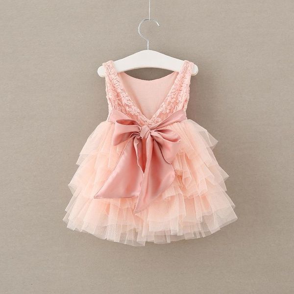 

girl's dresses xmas clothes baby girls lace bowknot backless dress flower vest toddler clothing summer, Red;yellow