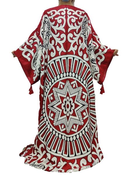 

ethnic clothing autumn winter traditional bohemian cotton abaya kaftan floor length boubou european oversize dashiki african, Red