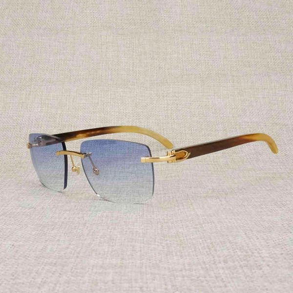 

factory direct price natural buffalo horn men rimless square eyeglasses women accessorie metal frame shades for outdoor oculos gafas, White;black