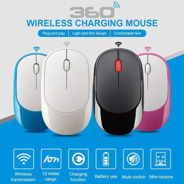 

mice wireless computer 2.4g mouse mute button usb interface portable slim charging for business trip office r20