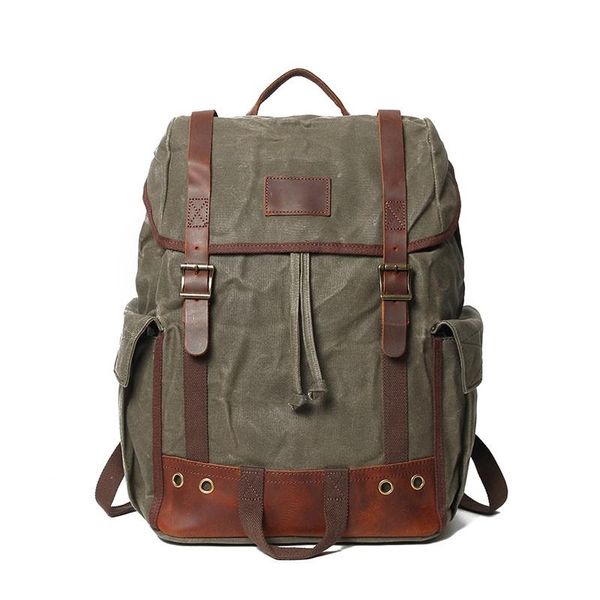 

backpack 2021 large outdoor mountaineering canvas men bag fashion college drawstring hasp students schoolbag lapbackpacks