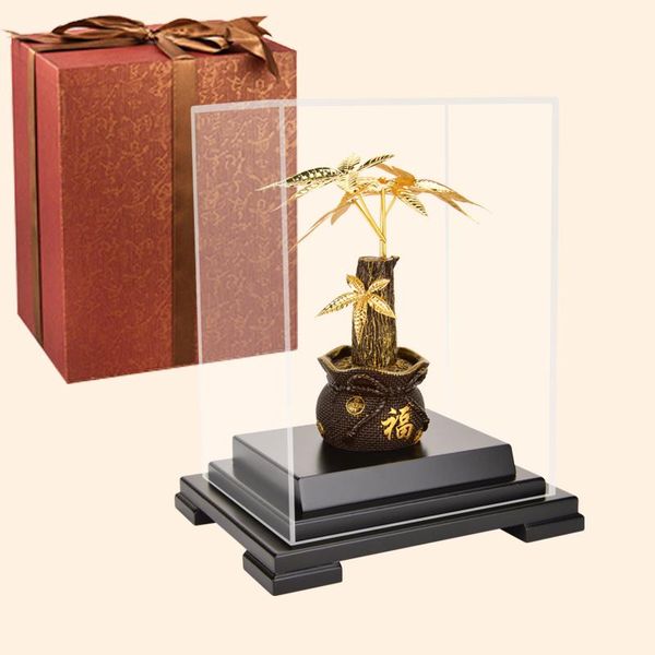 

decorative objects & figurines asklove feng shui fortune tree gold bonsai ornament 24k foil ornaments money gifts home decor office desktop