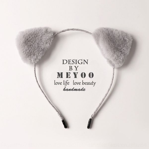 

bKL korean version net heads red wash face head tu bandsuper fairy rabbit cat ear hair band cutewearing plush three-dimensional, Silver