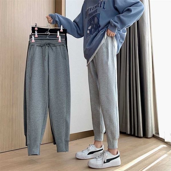 

pack of 2 pcs sweatpants women streetwear harlan plus velvet thick casual pants jogger mujer fashion all-match trousers 211115, Black;white