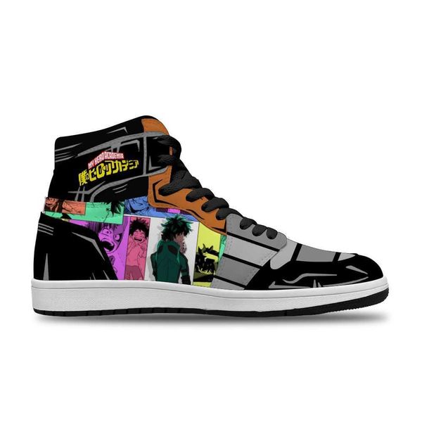 

japanese anime cartoon my hero academia diy breathable running non-slip basketball shoe for men's trend sports shoes high basketball sh
