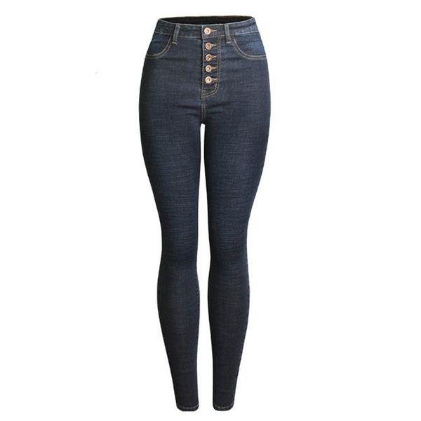 

women's jeans high waist women summer autumn stretch slim skinny woman pencil pants vaqueros mujer buttons denim black femme ic5d, Blue