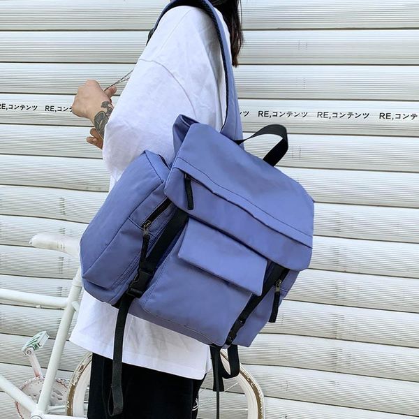 

backpack hocodo waterproof nylon women's 2021 fashion casual female shoulders pure color middle school student bookbags