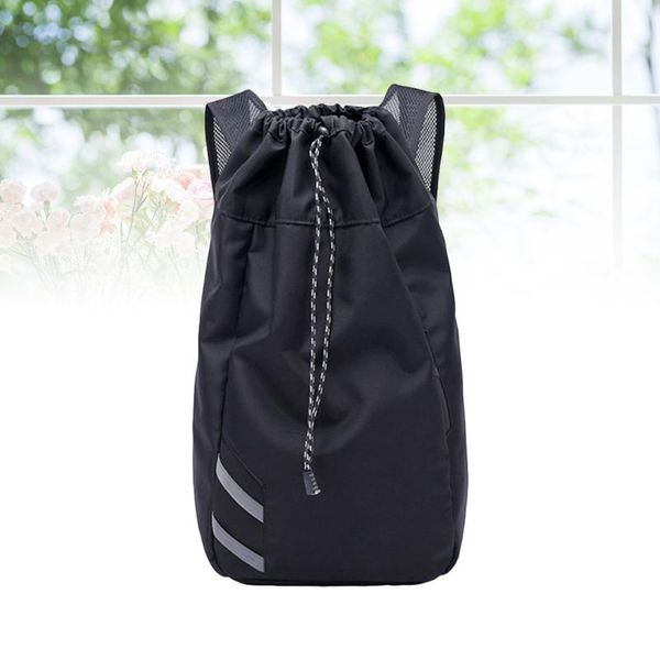 

outdoor bags drawstring backpack beach swimming sports gear bag sackpack (black)