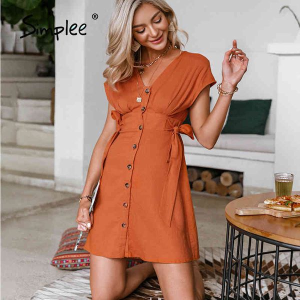 

cotton linen v-neck solid short sleeve women casual knee length button summer dress fashion ladies vestidos 210414, Black;gray