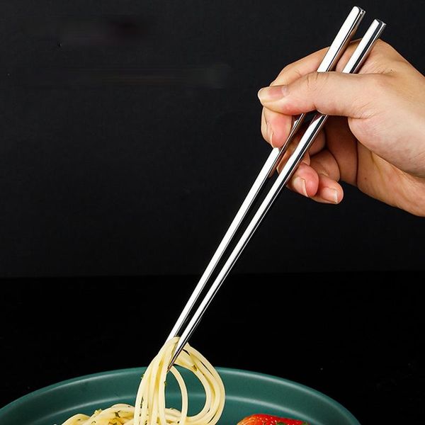 

pair stainless steel chopsticks sticks portable reusable chopstick kitchen
