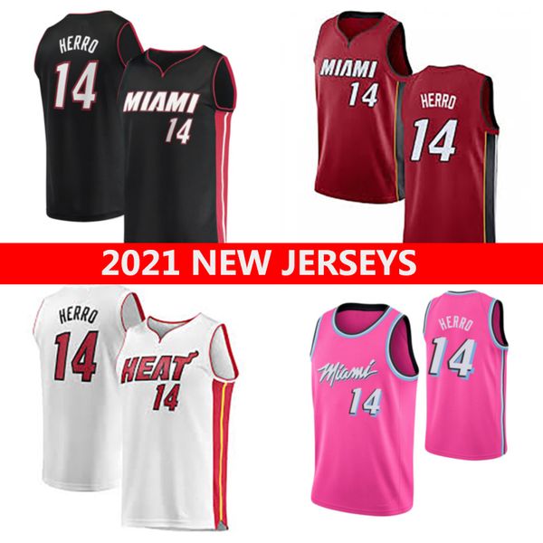 

2021 basketball jerseys 14 tyler herro, Black;red