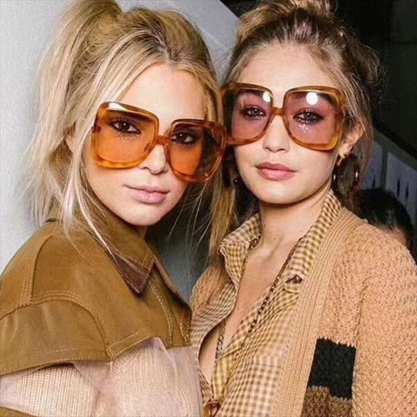 

vintage oversized square sunglasses women brand design fashion big frame gradient sun glasses for female uv400 shades, White;black