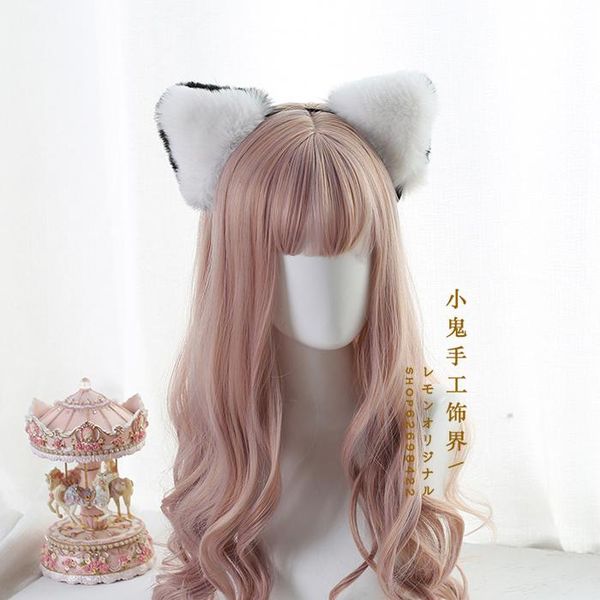 

party masks soft girl lolita furry white black cat ears cosplay simulation animal kc hair hoop cute emulation plush ear headband