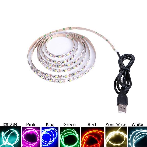 

strips 5v usb led strip light power smd 2835 3528 60led 1m 2m 5m white warm red blue green ribbon cabinet lights night dc5v