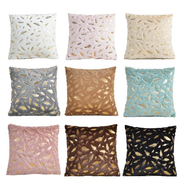 

cushion/decorative pillow 45*45cm nordic style plush bronzing feather pillowcase decorative cushion cover for living room sofa