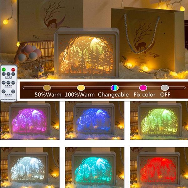 

night lights led 3d shadow paper carved novelty diy atmosphere table lamp usb battery power creative art lighting remote control