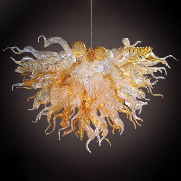 

pendant lamps orange color art chandeliers lighting hand blown glass chandelier led lights for living room decoration