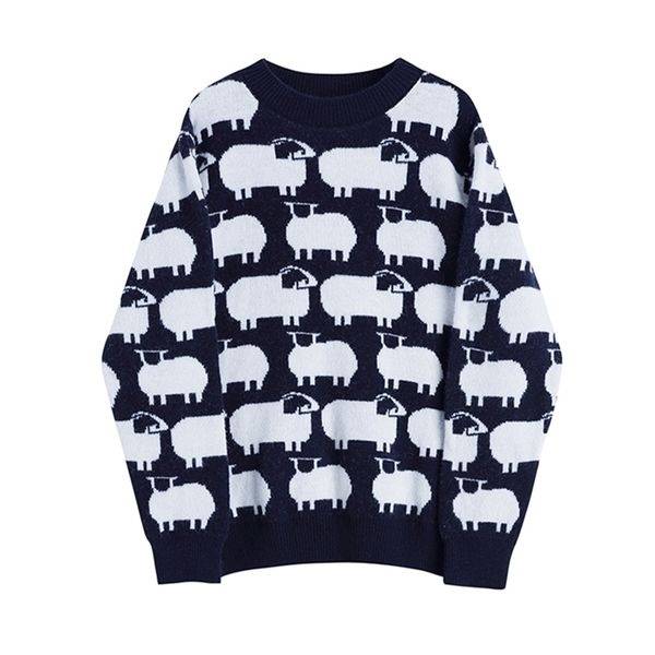 

casual knitted sweater women autumn winter korean style long sleeve pullover sheep jumper female 210515, White;black