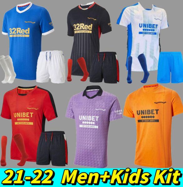 

rangers 2021 2022 soccer jersey home away third glasgow 150th training tavernier defoe barker morelos middleton 21 22 football shirt men kid, Black;yellow
