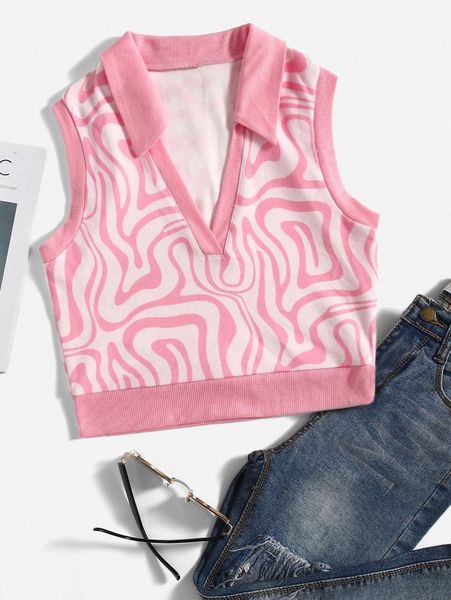 

allover print tank crop o9bh#, White