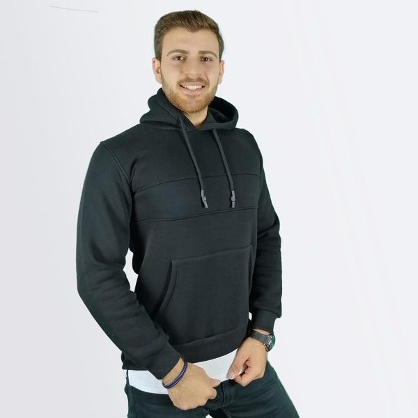 

men's hoodies & sweatshirts kulemoda three yarn knitted kangaroo pocket singlet detail black sweatshirt