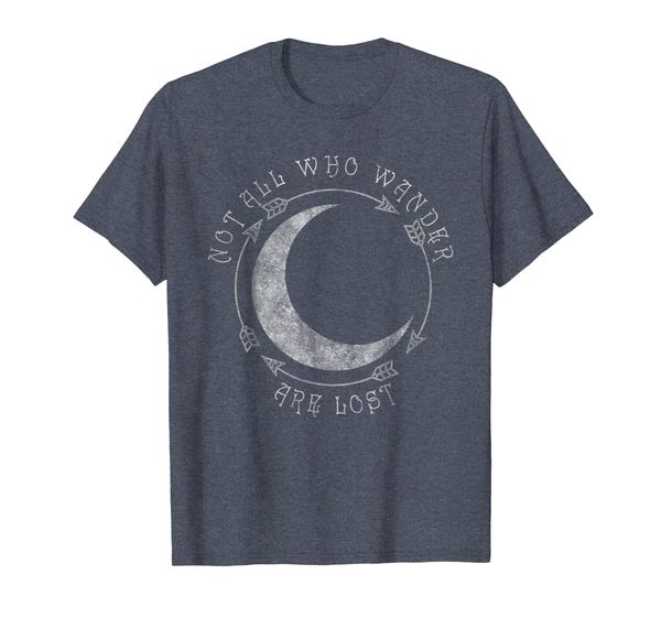 

not all who wander are lost moon arrows boho graphic t-shirt, White;black
