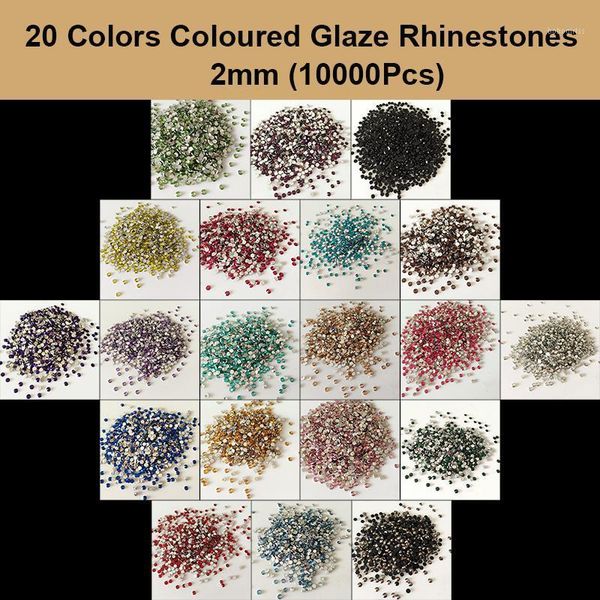 

colors ss6 2mm resin rhinestone 10000pcs/bag nail art glass surface 14 facets diy telephone gemstone jewelry1, Silver;gold