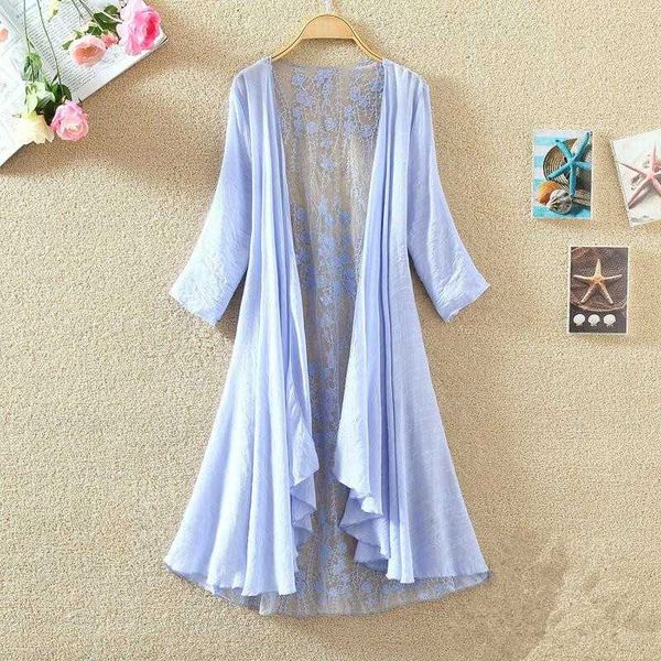 

ethnic clothing geskeey women chiffon tunic kimono cardigan lace long shirt ruffles hollow out loose ladies cardigans summer shirts female, Red