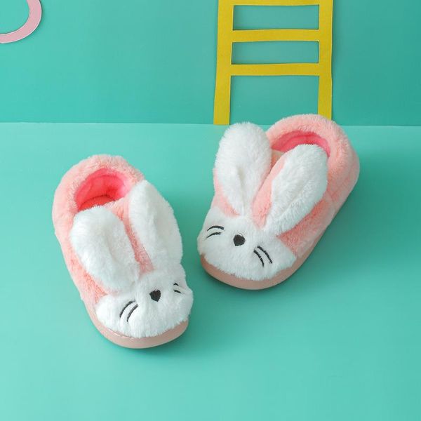 

winter children' cotton slippers boys and girls home warm non-slip cute autumn thick kid slipper, Black;grey