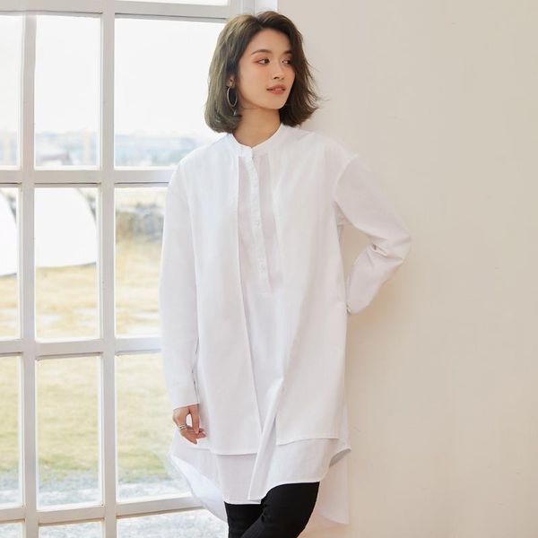 

women's t-shirt lady spring/autumn women blouses japan and korean style long-sleeve o-neck mid-length cotton blouse pretty white sweety