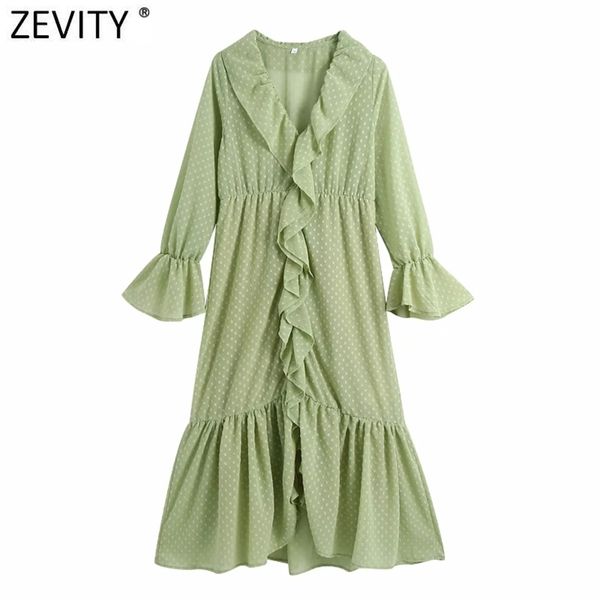 

women v neck polka dot print cascading ruffles midi dress chic female butterfly sleeve casual chiffon vestido ds5045 210416, Black;gray