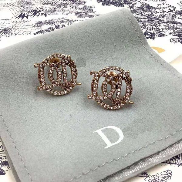 

design jewelry letter diamond earrings 2021 brass earrings female 925 silver needles